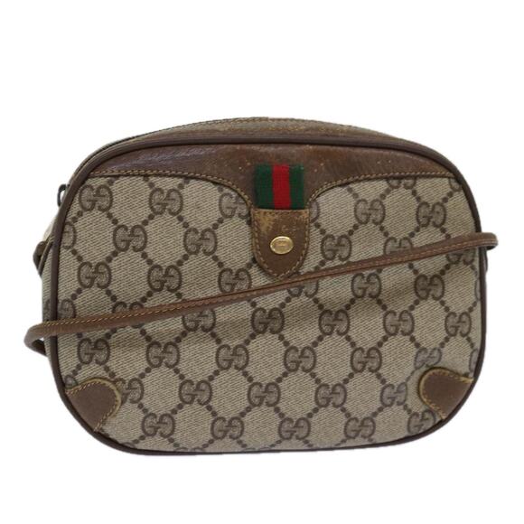GUCCI GG Supreme Web Sherry Line Shoulder Bag Pvc Beige Red 89 02 066 - Picture 1 of 16